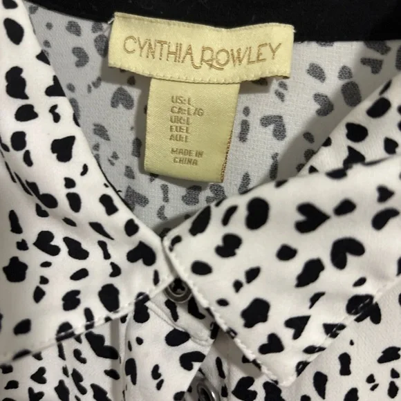 Cynthia Rowley Heart Print Blouse Women’s Large Button Down - Picture 2 of 5